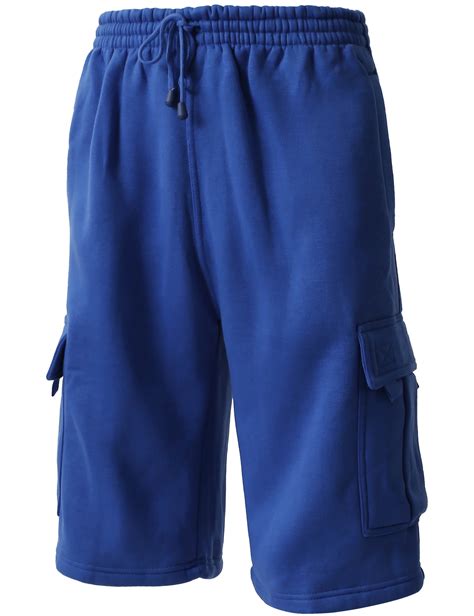 Mens Comfort Fleece Cargo Sweat Shorts With Drawstring