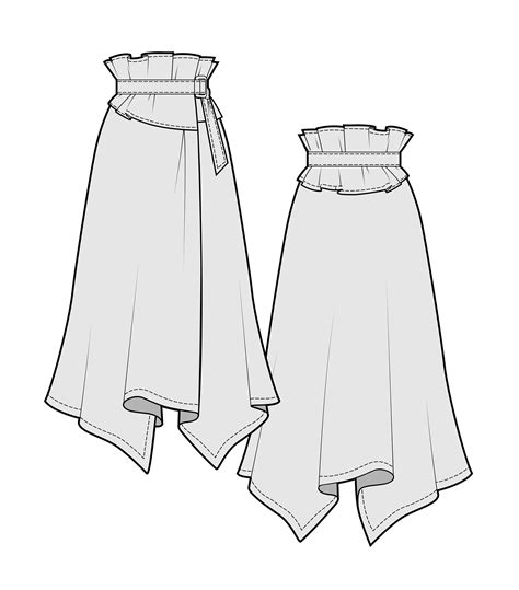Skirt Fashion Technical Drawings Flat Sketches Menggambar Model