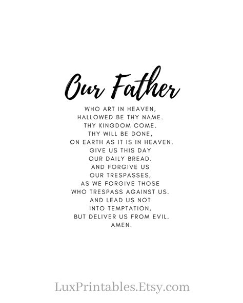 Catholic Our Father Prayer Instant Digital Download Printable Wall Art