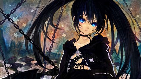 Wallpaper Long Hair Anime Girls Blue Eyes Brunette Looking At Viewer Black Rock Shooter