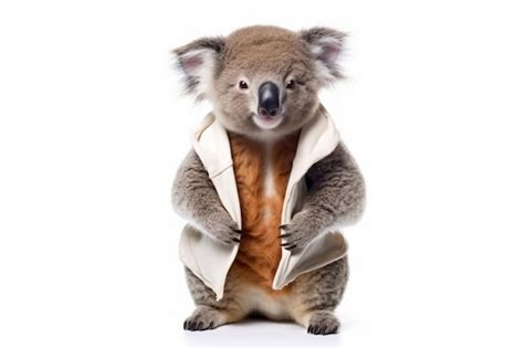 Premium Ai Image A Koala Bear Is Standing Up With Its Paws On Its Back