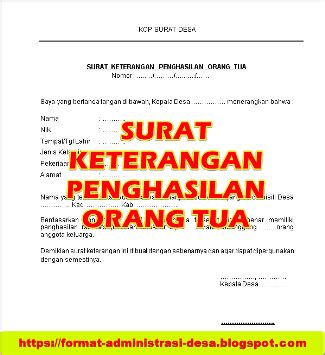 Ketika mengurus/meminta tanda tangan dari lurah, jangan lupa bawa ktp yha. Contoh Surat Keterangan Penghasilan Orang Tua dari Desa/Kelurahan (Download) | FORMAT ...