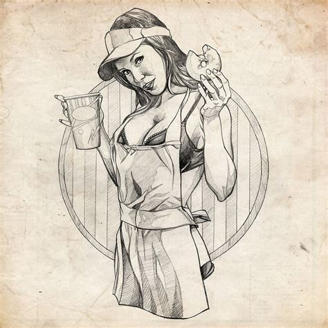 Coffee Girl Pinup Girl Sketch Posters By Brent Schreiber Redbubble