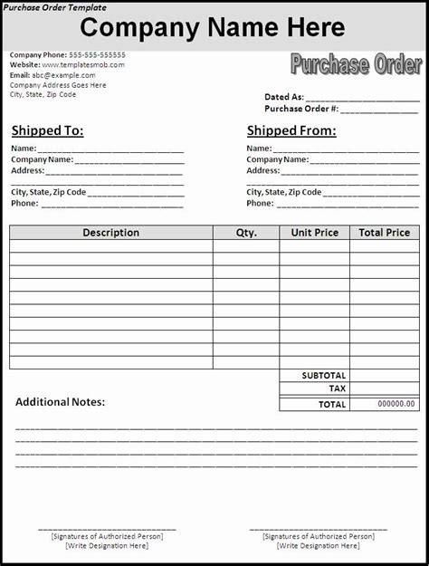 Generic Order Form Template Fresh Business Purchase Order Form And