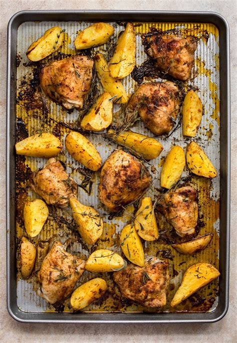Sheet Pan Baked Chicken And Potatoes Recipe Salt And Lavender