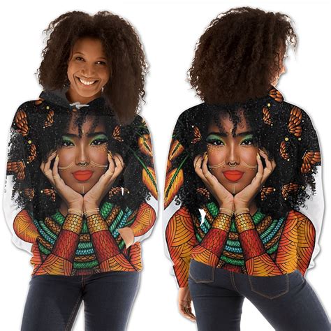African American Hoodies Beautiful Black Afro Lady Modern Afrocentric Clothing