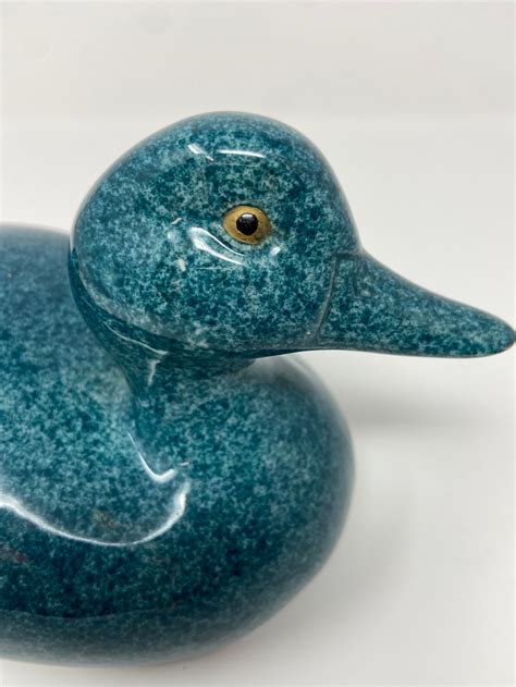 Dark Teal Mallard Type Duck Marble Look Porcelain Etsy