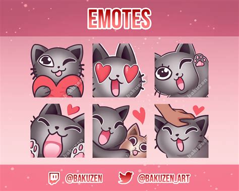 Black Cat Emote Pack For Twitch Discord Love Set Cute Etsy