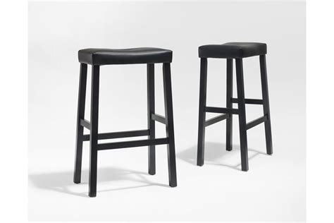 Upholstered Saddle Seat Bar Stool In Black With 29 Inch Seat Height Set Of Two By Crosley