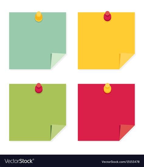 Flat Design Of Colorful Pinned Sticky Notes Vector Image