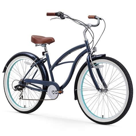 Sixthreezero Womens 7 Speed Beach Cruiser Bicycle 26 Wheels And 17 Frame Classic Dark Blue