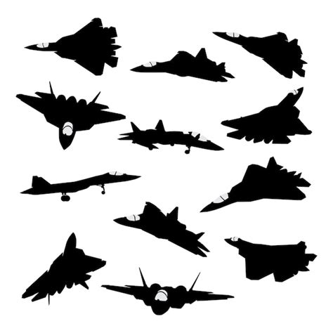 Premium Vector Fighter Jet Aircraft Military Silhouette Set Collection