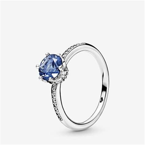 Pandora Blue Sparkling Crown 925 Sterling Silver Ring Size