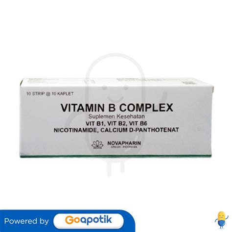 Vitamin B Complex Novapharin Box 100 Kaplet Kegunaan Efek Samping Dosis Dan Aturan Pakai