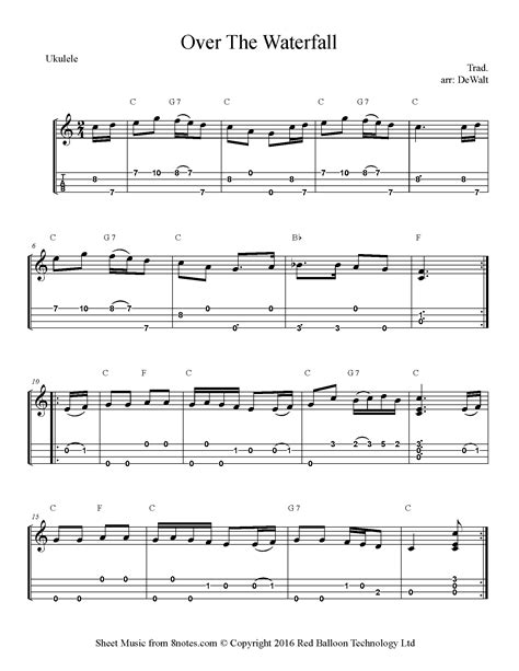 Over The Waterfall Sheet Music For Ukulele