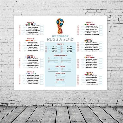 Fifa World Cup 2018 Wall Chart Russia World Cup Soccer 2018 Schedule