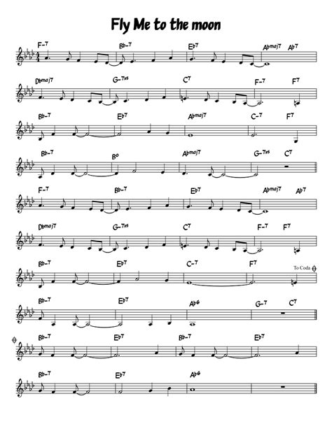 Fly Me To The Moon Sheet Music For Piano Solo