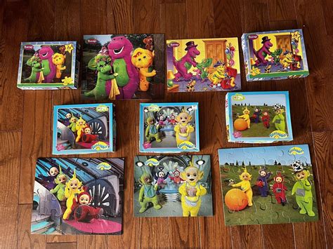 5 X 24 Piece Teletubbies And Barney Jigsaw Puzzles Boxed Vintage 1990s