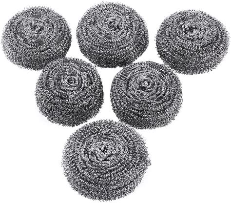 6 Pcs Stainless Steel Sponges Scrubbers Cleaning Ball Utensil Scrubber Density Metal