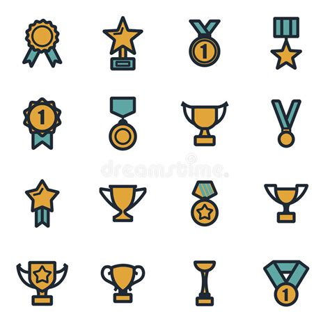 Trophy And Awards Vector Icons Set Stock Vector Illustration Of