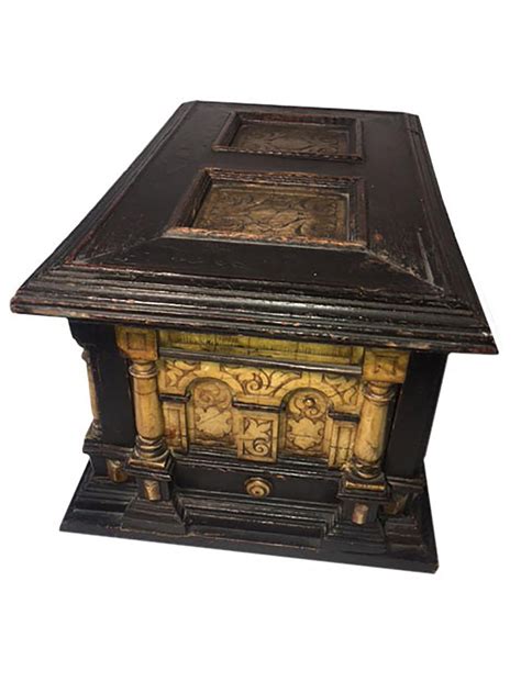 17th Century Alabaster And Ebonised Wood Casket Malines Coffer For