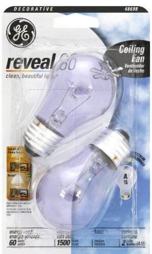 Ge Reveal 60 Watt Ceiling Fan Light Bulbs 2 Pk Kroger