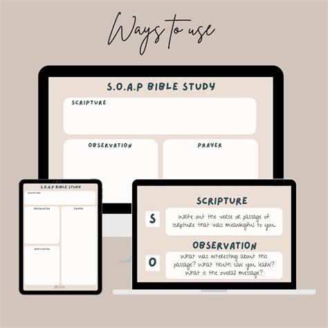 Soap Method Printable Bible Study Sheets Digital Download Editable