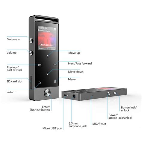 AGPTEK Portable MP3 Player With Bluetooth 8GB Touch Button Lossless