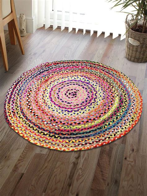 Multi Color Round Rugs Indian Handmade Jute And Cotton Round Rug Etsy
