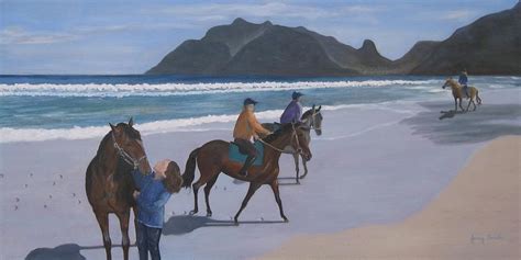 Early Morning Ride On Noordhoek Beach Painting By Jenny Smith Fine