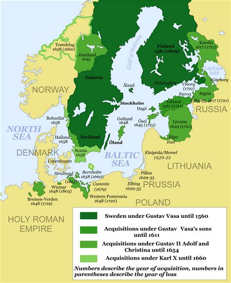 Map Showing The Development Of The Swedish Empire In Early Modern