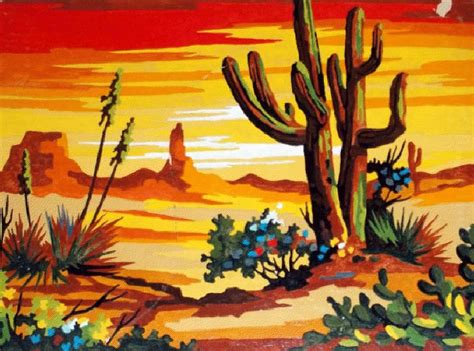 Desert Painting With Cactus Beginner Painting Idea Saguaro Desert