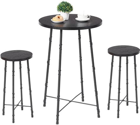 Dtlyh 3 Piece Round Pub Dining Set High Top Bar Table And Stools For 2