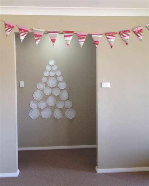 Paper Doily Christmas Tree With Wrapping Paper Bunting Paper Bunting