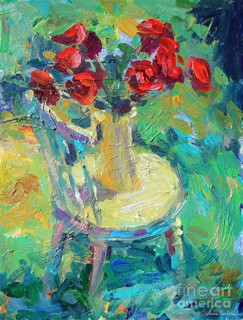 Sunny Impressionistic Rose Flowers Still Life Painting Painting By Svetlana Novikova