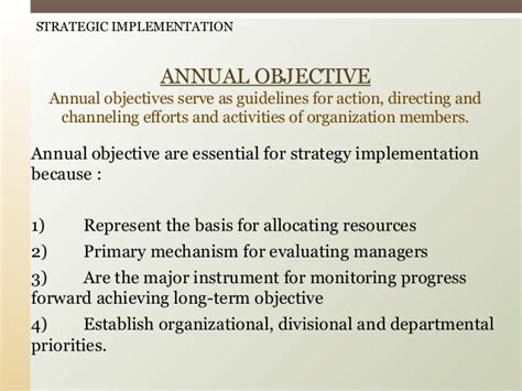 The absence of a completion strategy does not facilitate a process of developing related annual objectives, indicators, realistic targets and performance measures. Strategic implementation presentation