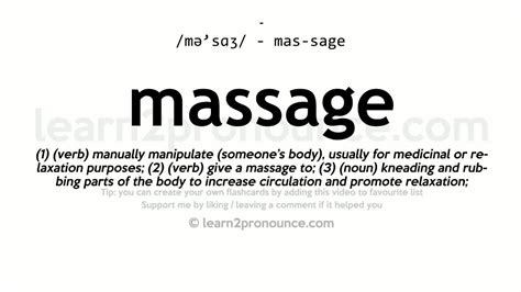 Pronunciation Of Massage Definition Of Massage Youtube