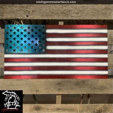American Flag Metal Wall Art Michigan Metal Artwork