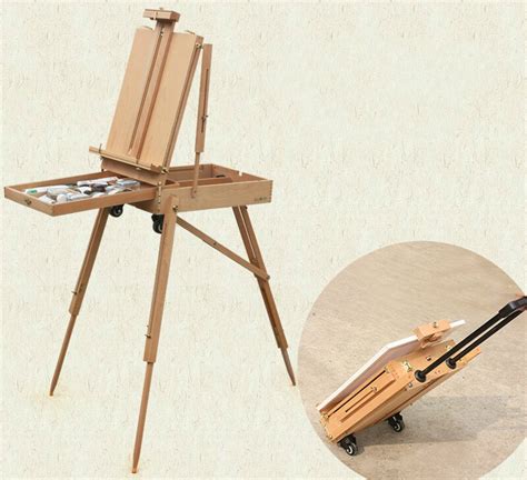 Multifunction Folding Painting Easel Beech Wooden Rod Pulley Oil
