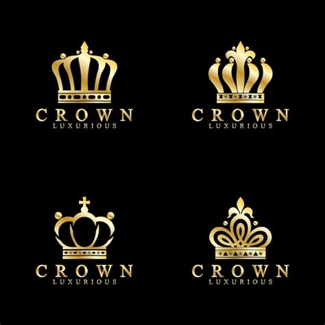 Premium Vector Gold Crown Icons Queen King Golden Crowns Luxury Logo