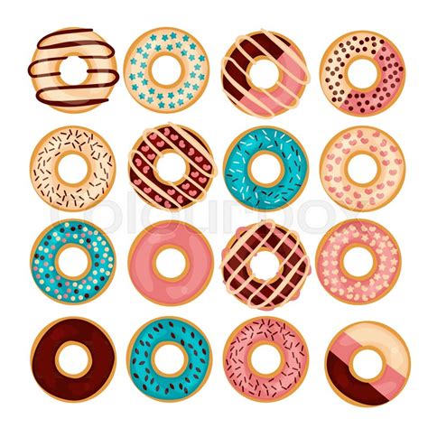 Donut Vector Illustration Set Isolated Stock Vector Colourbox