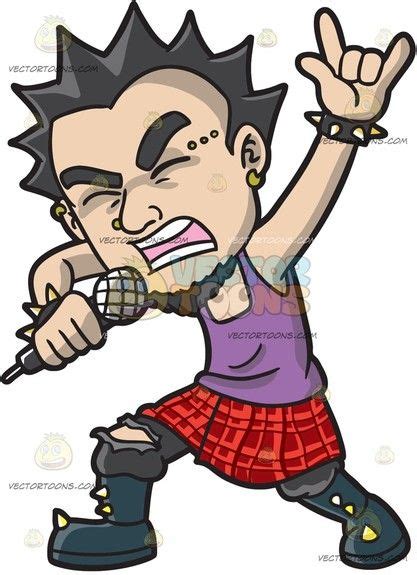 A Punk Rock Star Wearing A Kilt Music Art Drawing Cartoon Cartoon Art