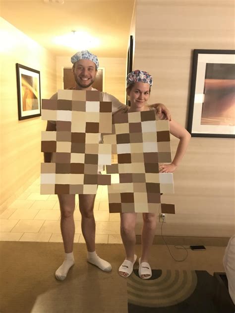 Me And My Husband In Our Halloween Costumes As Pixelated Naked People Meme Guy