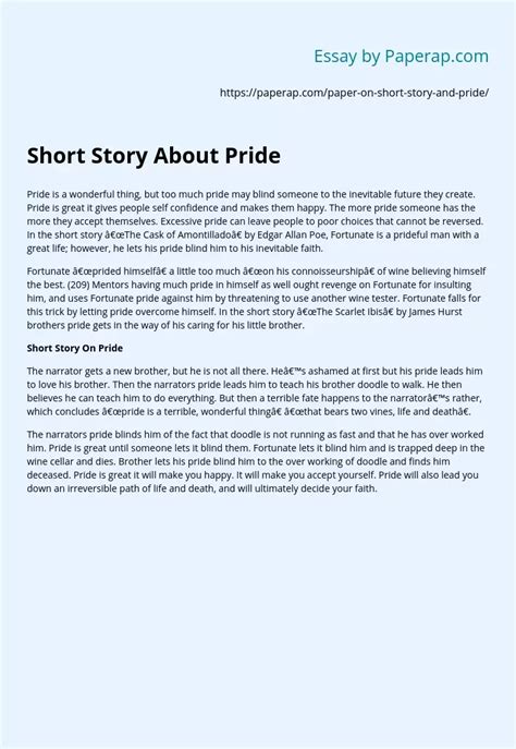 Short Story About Pride Narrative Essay Example