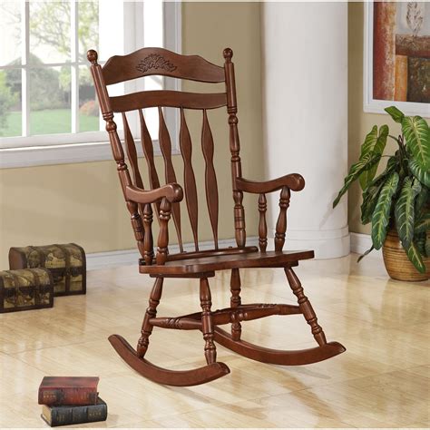 Solid Wood Rocking Chair Dark Walnut