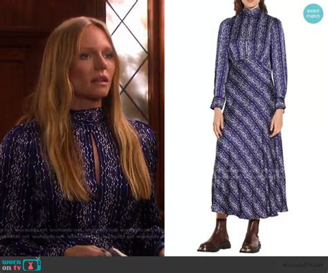 Wornontv Abigails Blue Printed Keyhole Dress On Days Of Our Lives