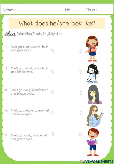 What Does He She Look Like Interactive Worksheet Interactive