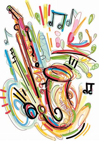 Instruments Musical Vector Clipart Drawn Saxophone Hand