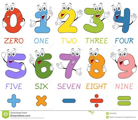 Cartoon Numbers Characters Stock Vector Illustration Of