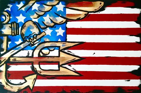 Megan Galloway Art Navy Seal Trident Flag 24 X 36 Art Patriotic